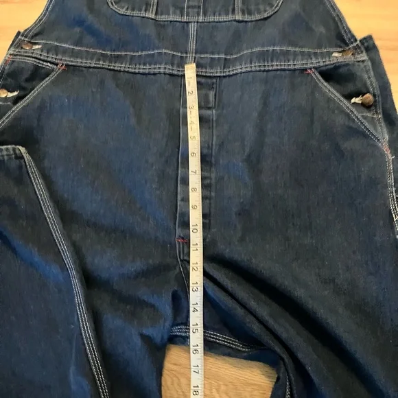 VINTAGE 70s BIG MAC Square Bak Blue Denim Work Overalls. Size 44 x 30. - Picture 8 of 9